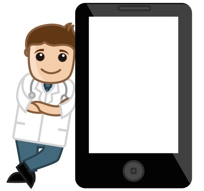 vector of doctor against phone